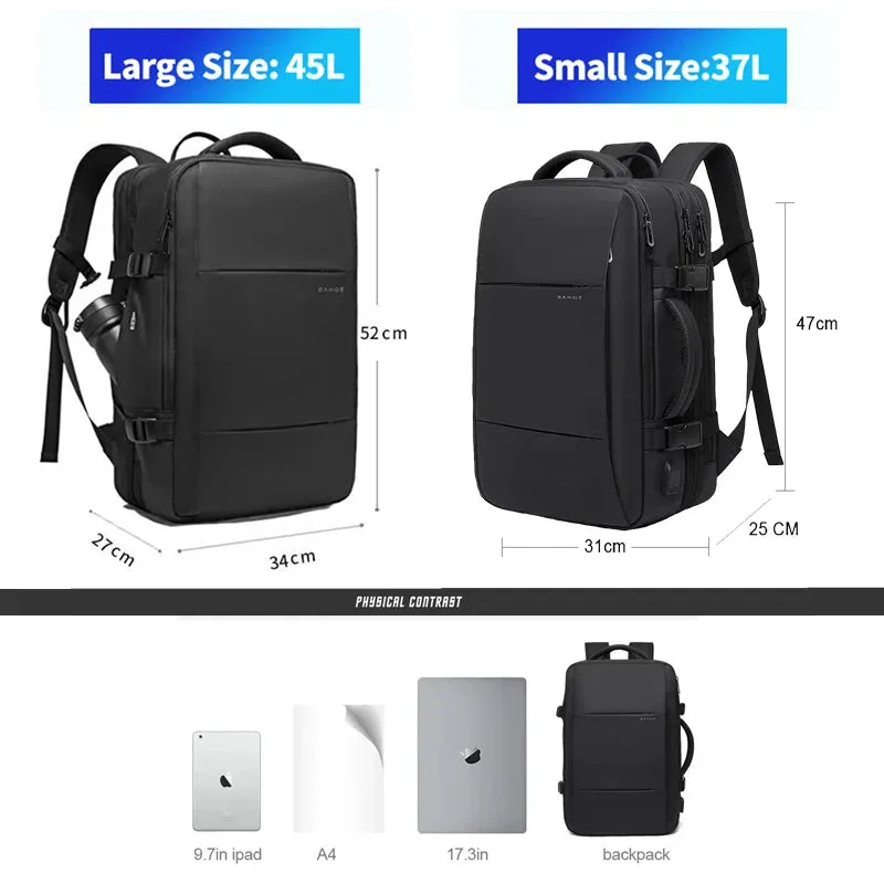 Unisex Travel Expandable USB Large Capacity Waterproof Backpack