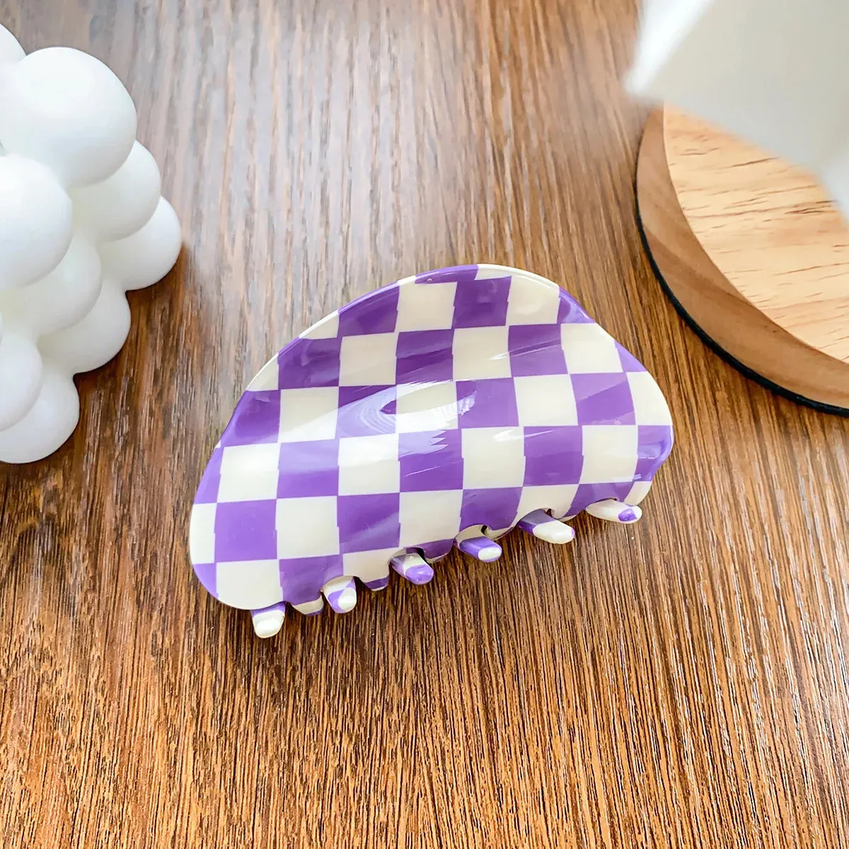 VAIGE Acrylic Plaid Hair Claw Clip - Large Simple Hair Accessory for Everyday Use