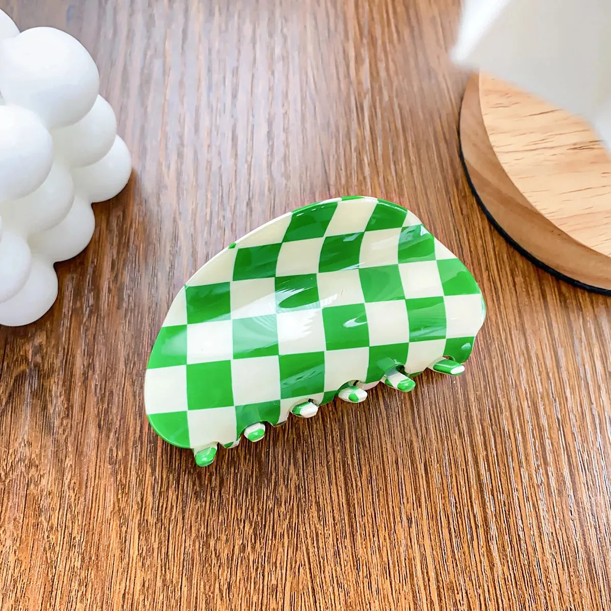 VAIGE Acrylic Plaid Hair Claw Clip - Large Simple Hair Accessory for Everyday Use