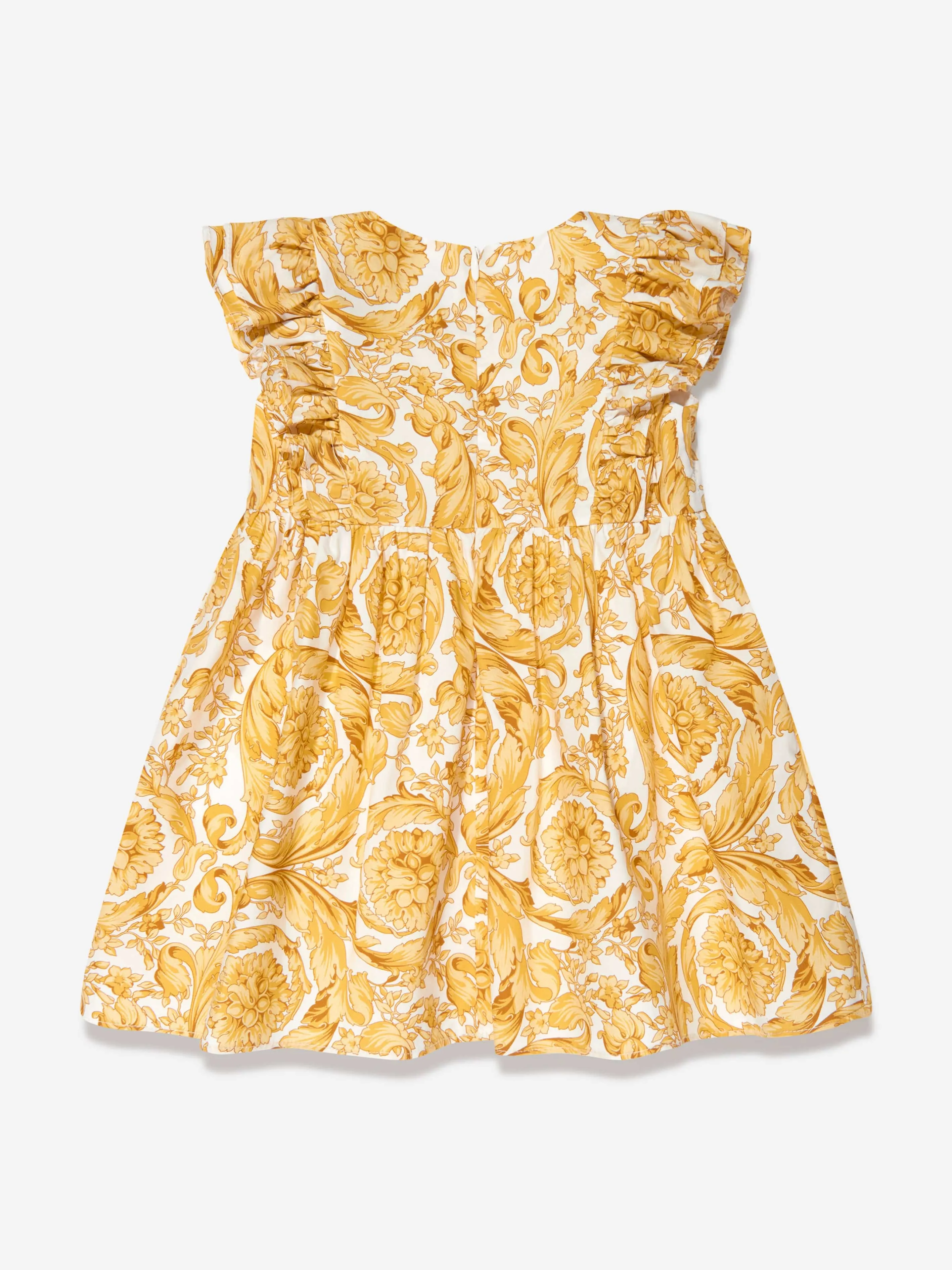 Versace Baby Girls Barocco Print Dress in Gold