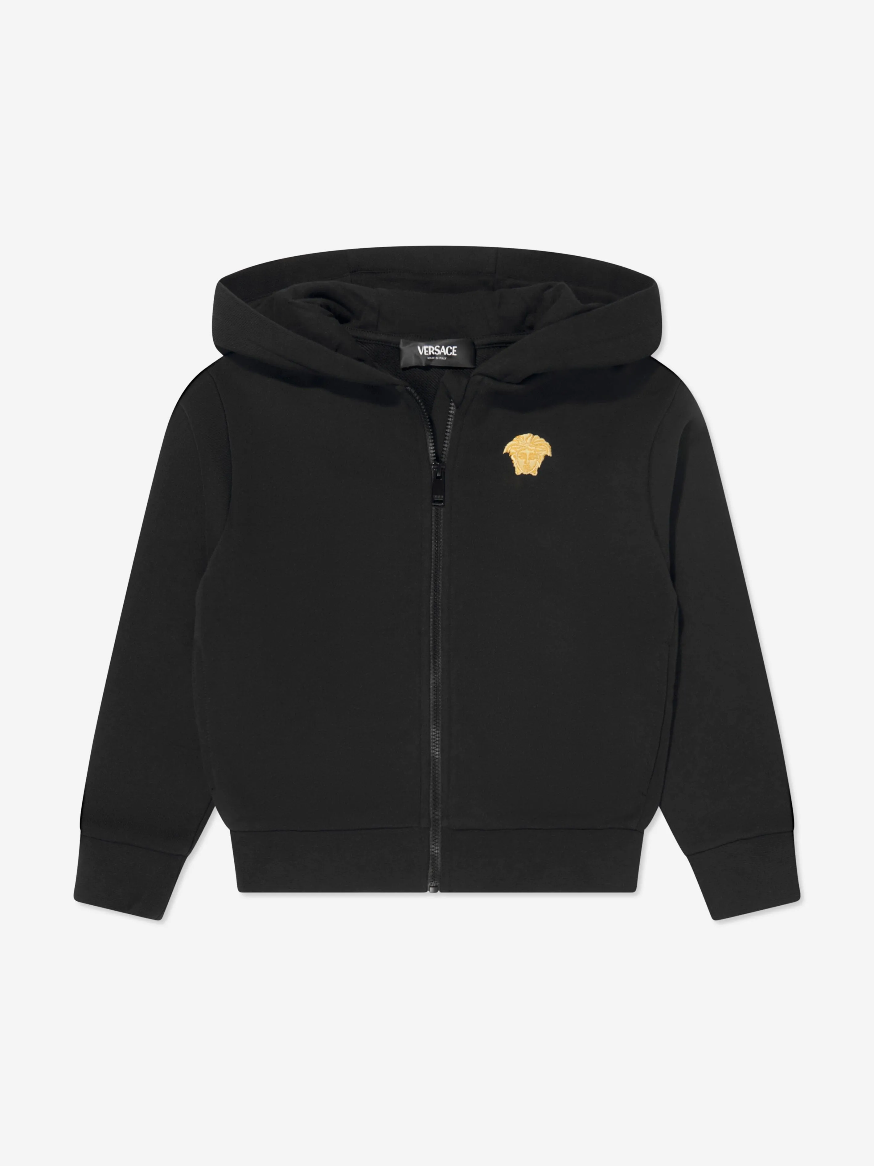 Versace Boys Medusa Logo Zip Up Top in Black