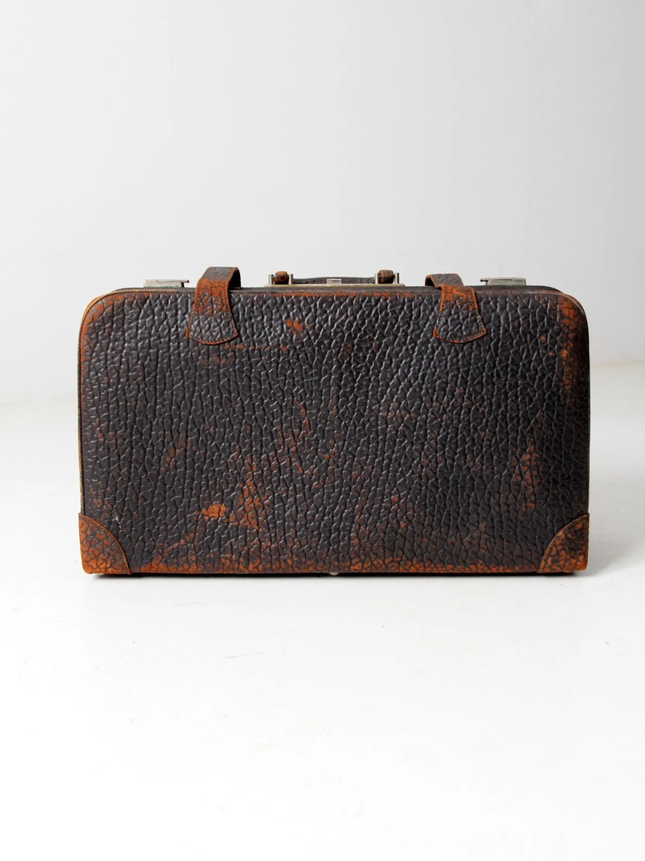 vintage 30s black leather suitcase