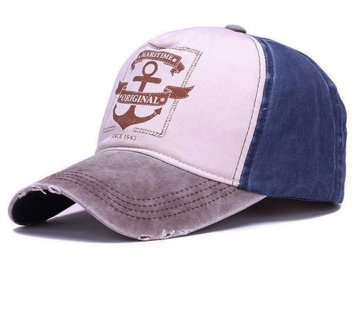 Vintage Baseball Hat w/ Maritime Anchor Design