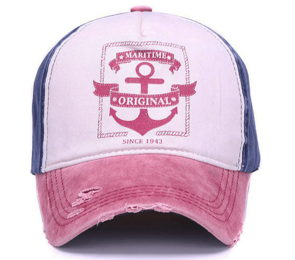 Vintage Baseball Hat w/ Maritime Anchor Design