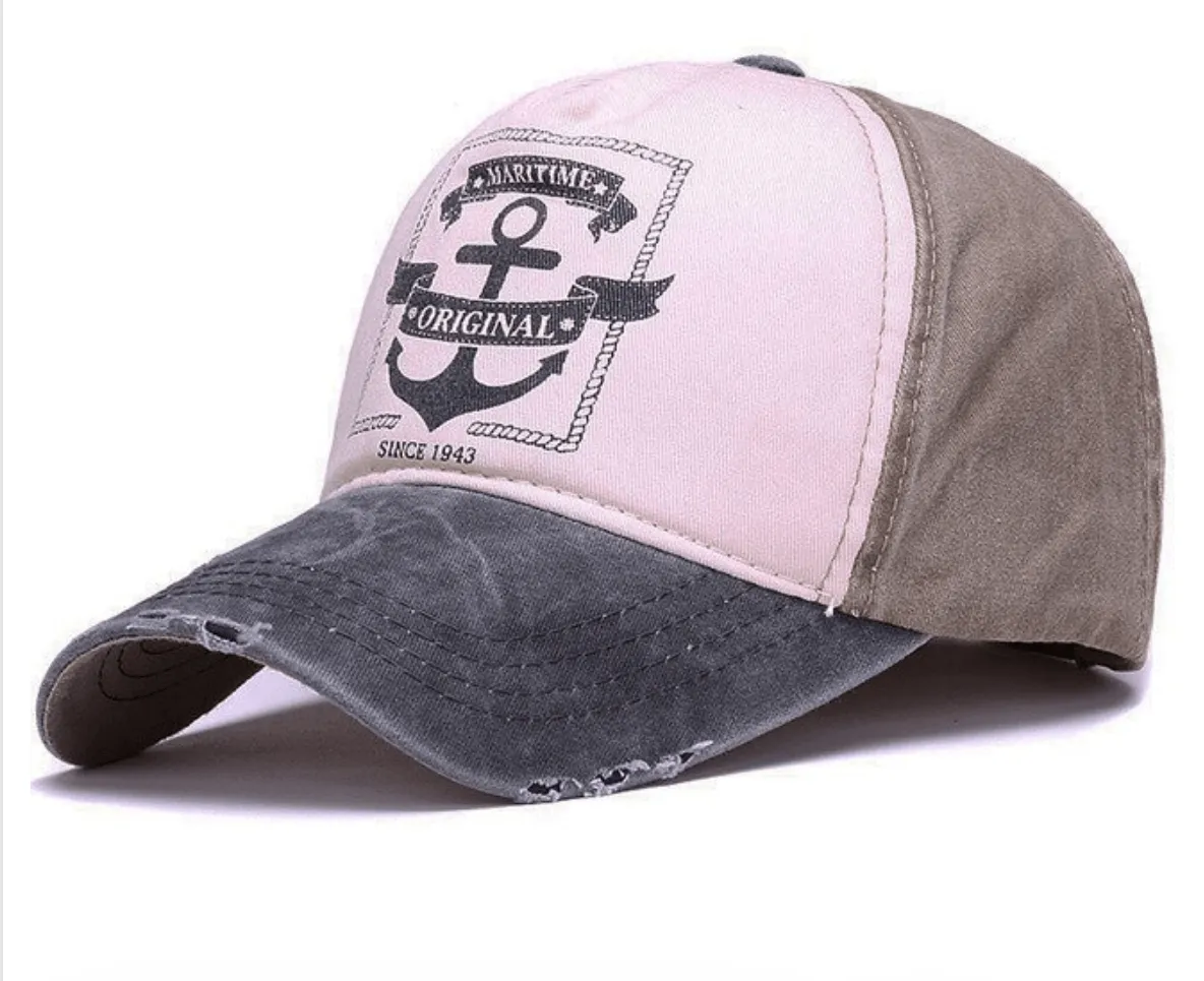 Vintage Baseball Hat w/ Maritime Anchor Design