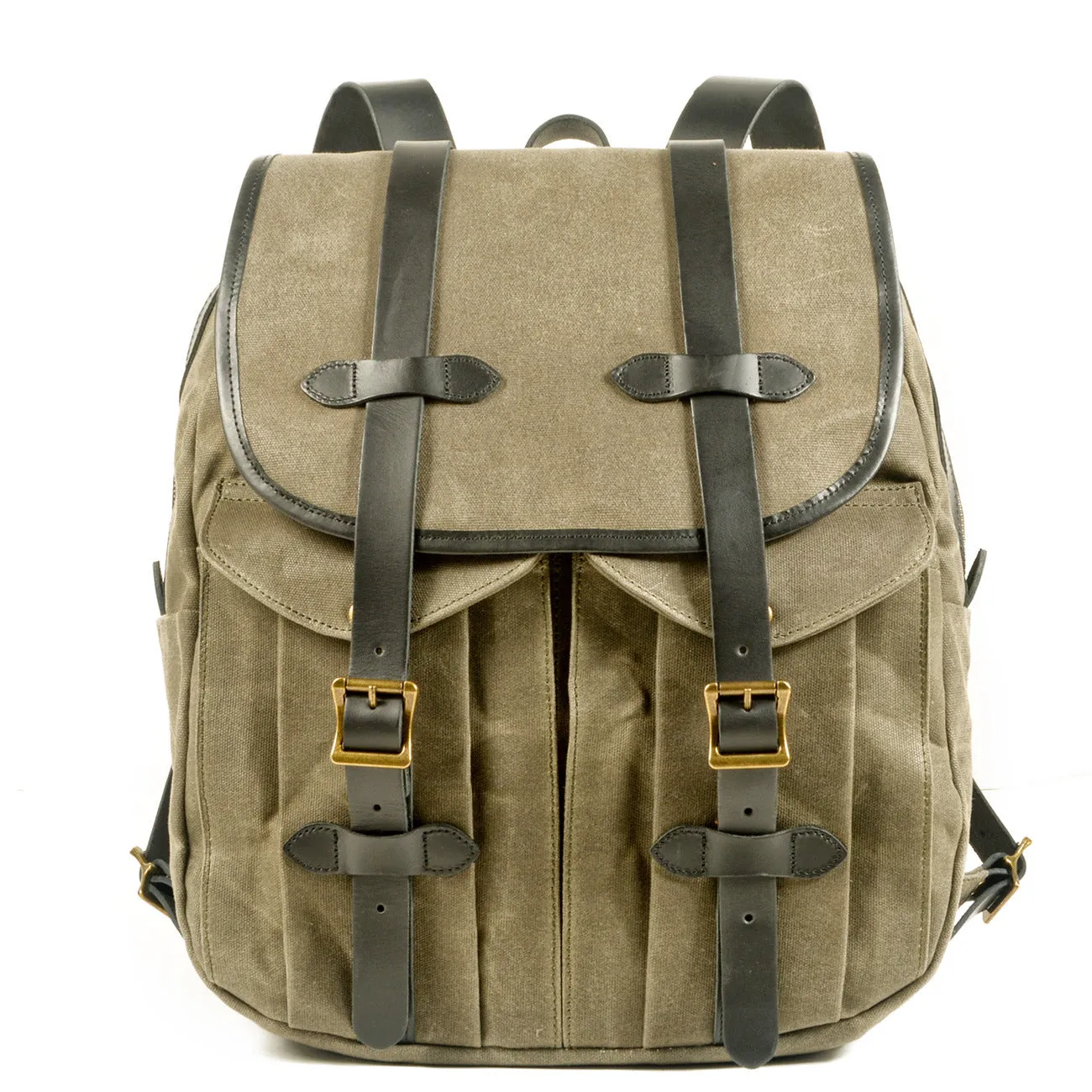 Vintage Leisure Leather Canvas Outdoor Mountain-climbing Backpack 5023