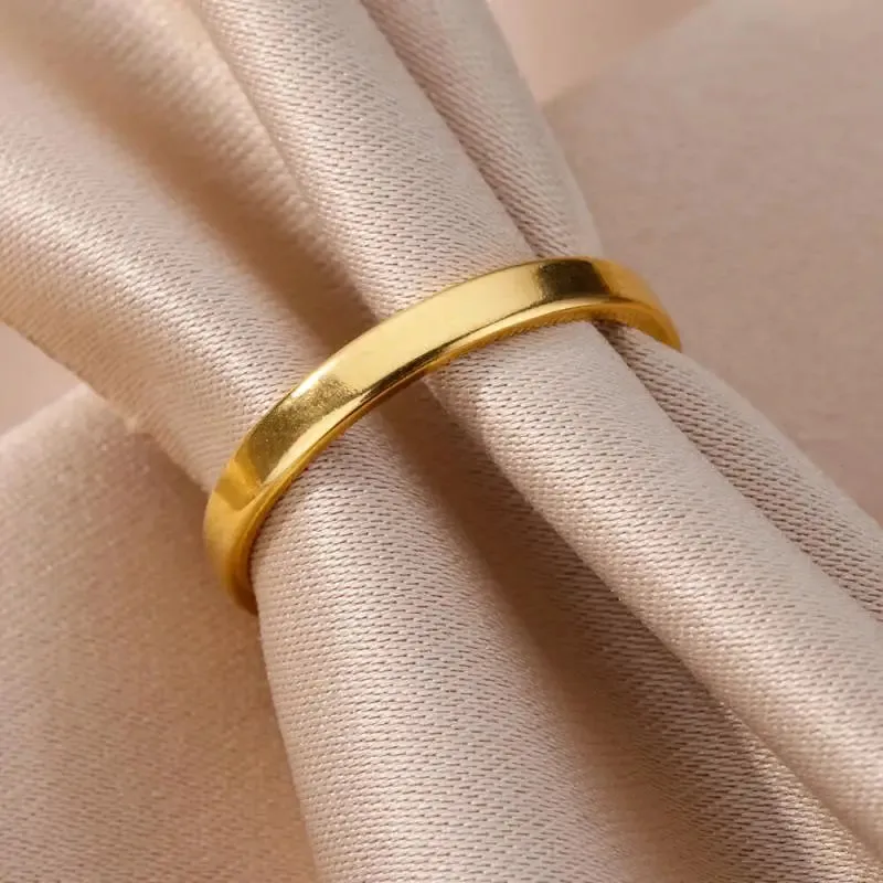 Vintage Stainless Steel Heart Gold Wedding Ring