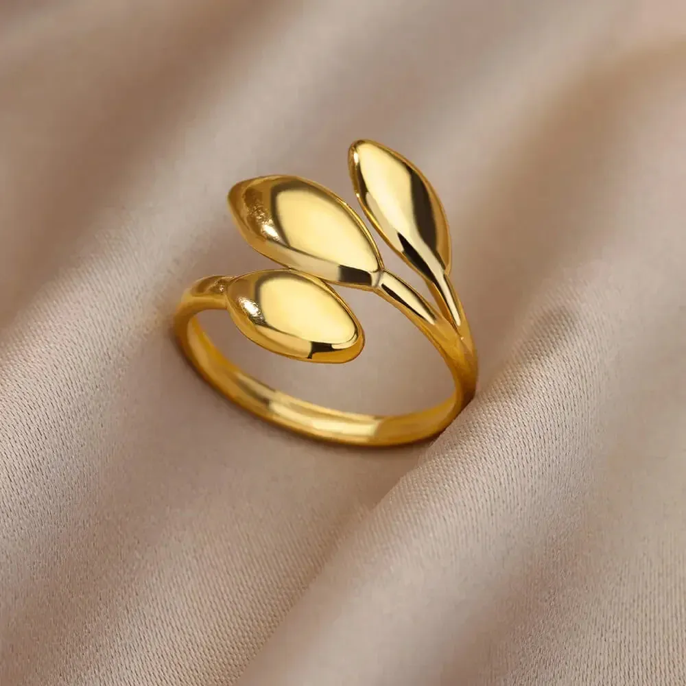 Vintage Stainless Steel Heart Gold Wedding Ring