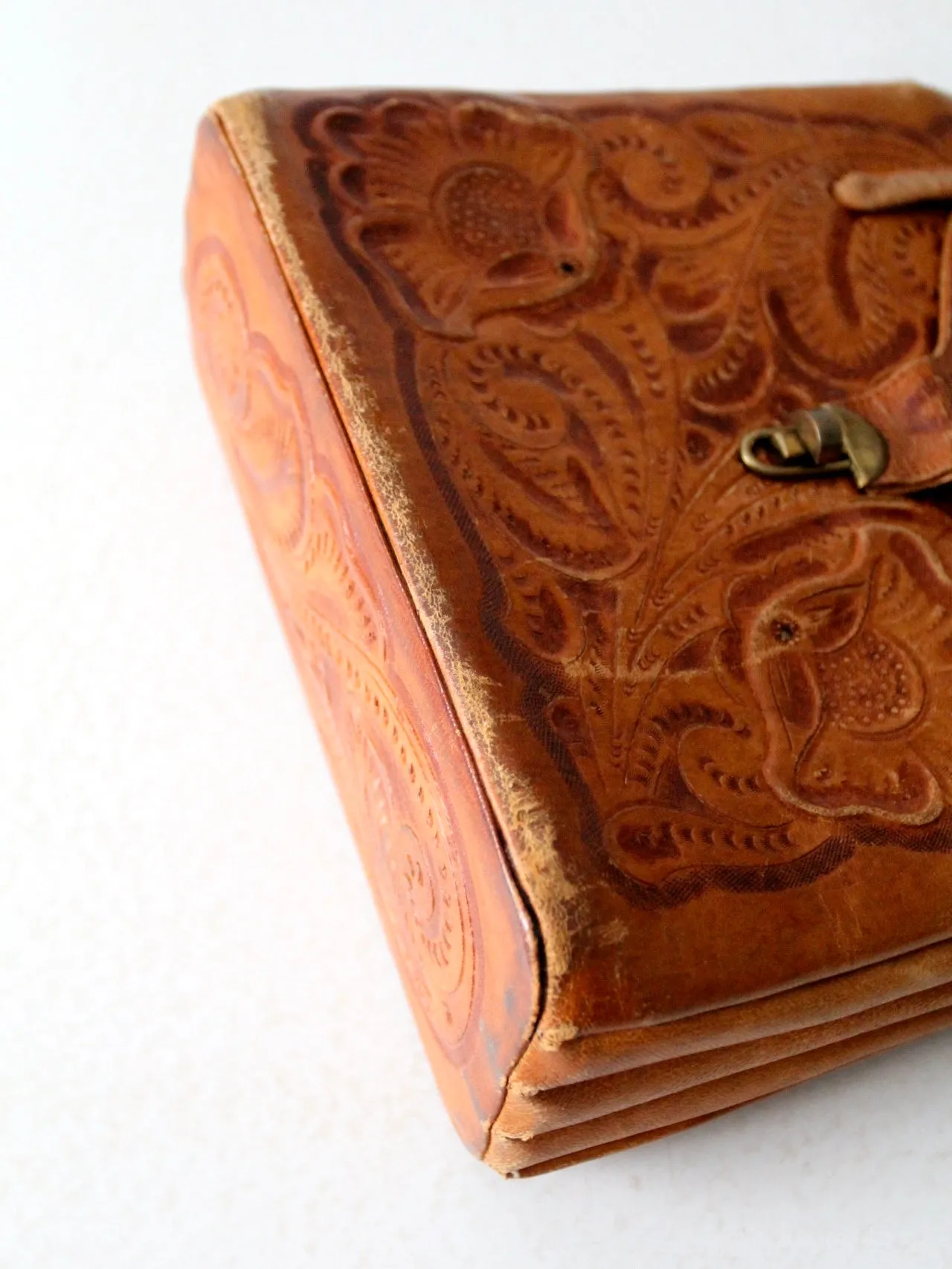 vintage tooled leather satchel