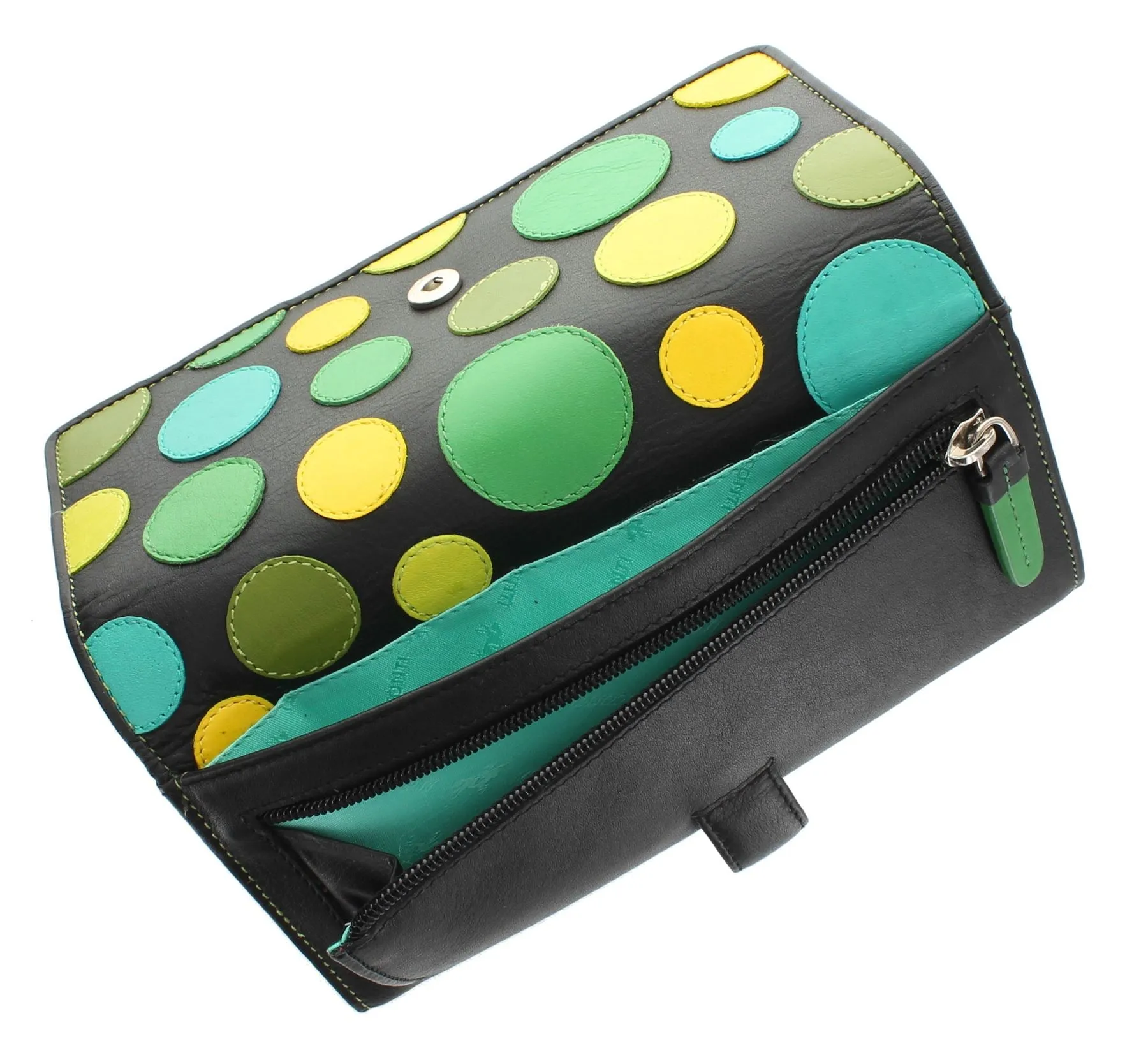 Visconti Polka Collection NEPTUNE Ladies Leather Purse With Tab Closure P2 RFID blocking