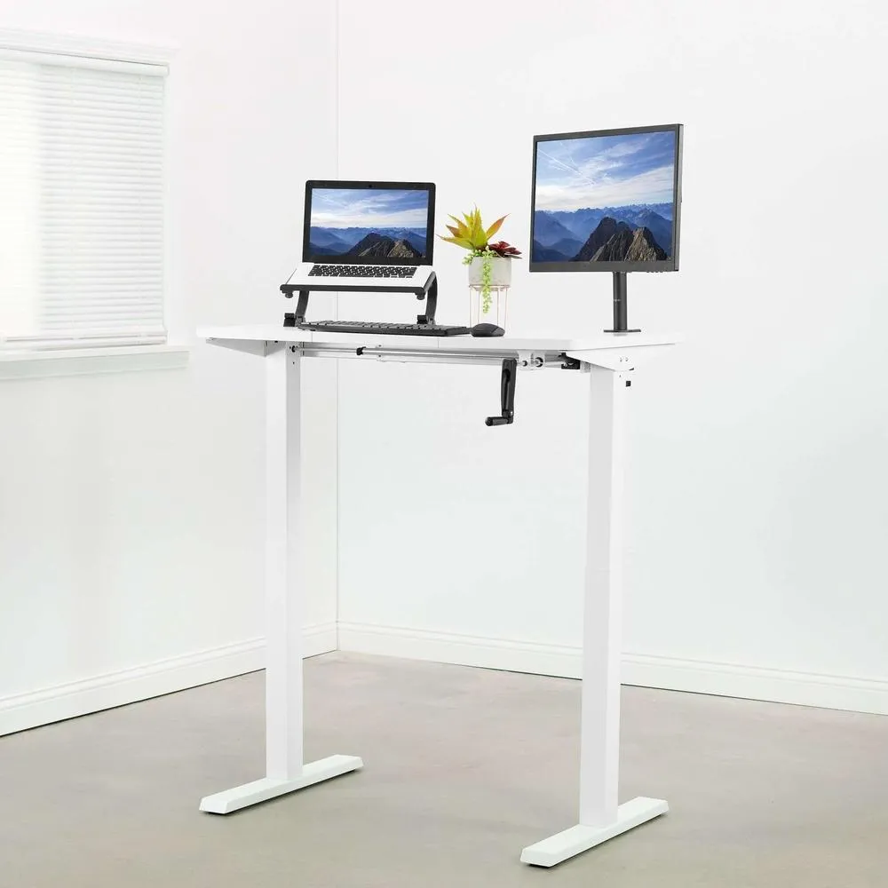 VIVO 43" x 24" Manual Cranked Height-Adjustable Desk, DESK-MB43TB/MW43TW