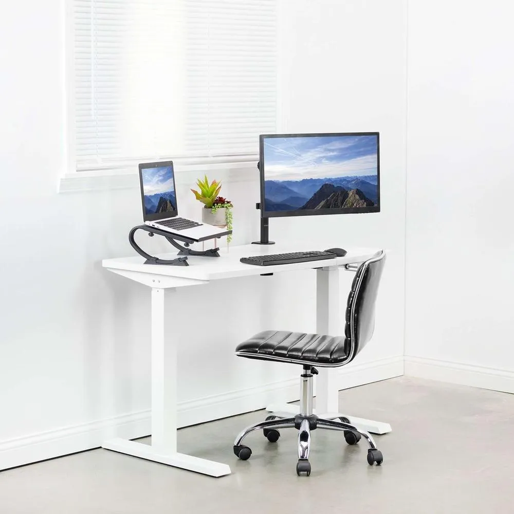 VIVO 43" x 24" Manual Cranked Height-Adjustable Desk, DESK-MB43TB/MW43TW