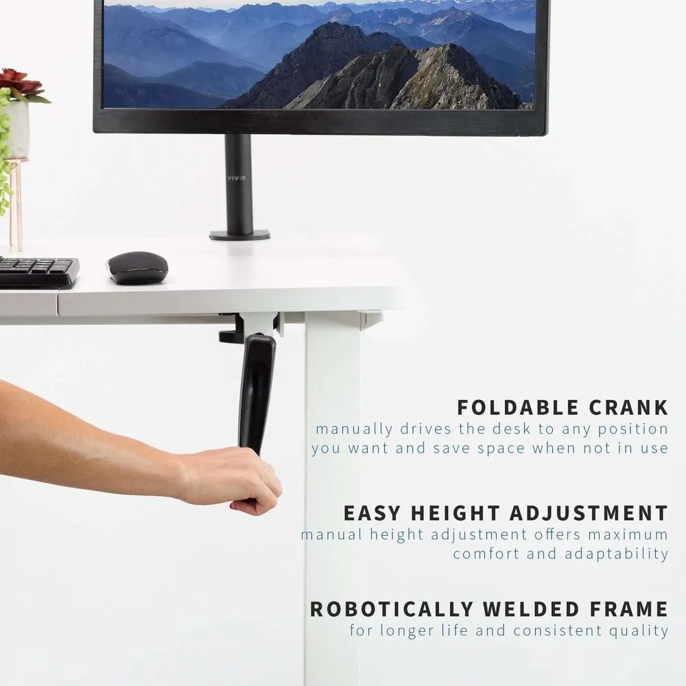 VIVO 43" x 24" Manual Cranked Height-Adjustable Desk, DESK-MB43TB/MW43TW