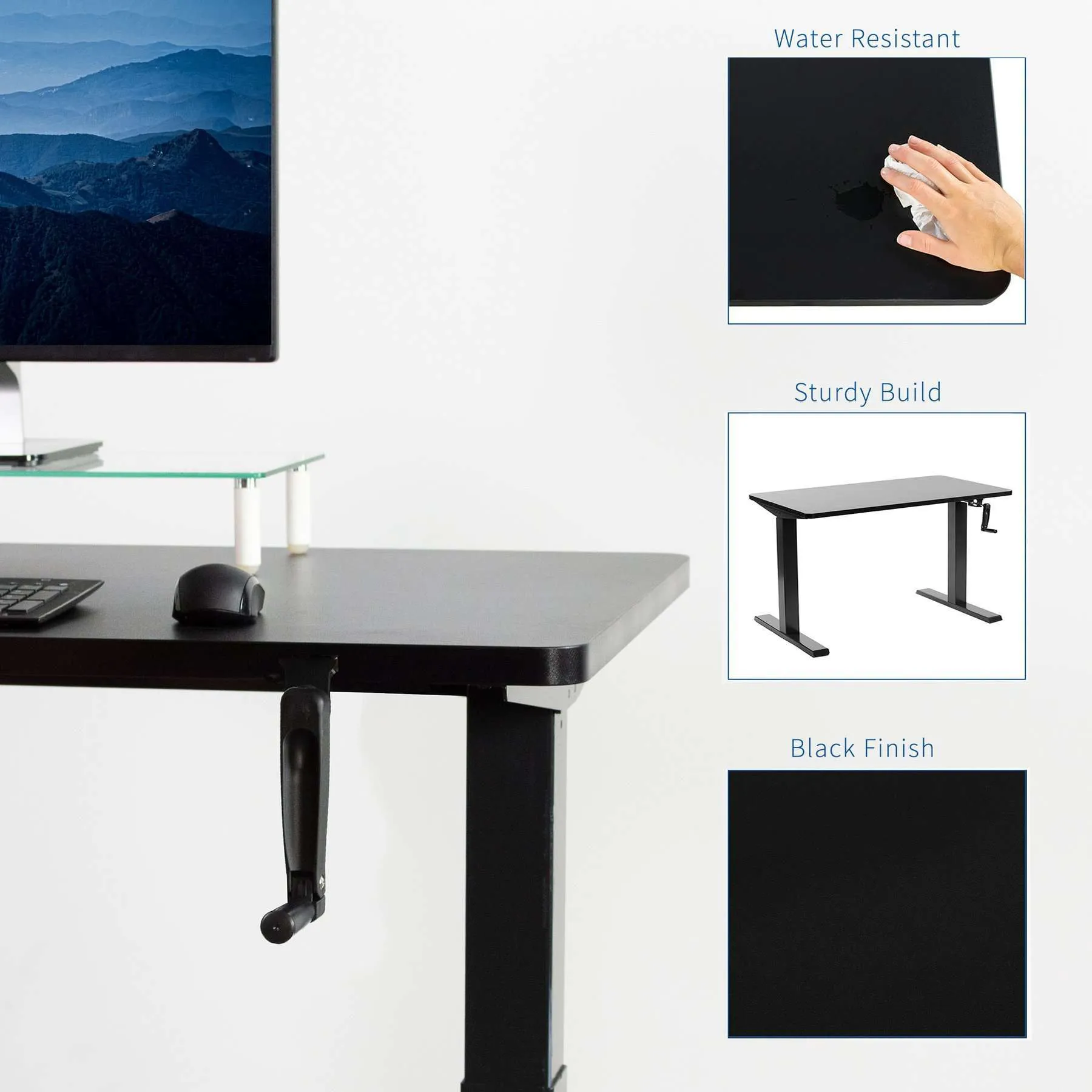 VIVO 60"x24" Manual Height Adjustable Desk, DESK-KIT-MB6B/MB6C/MB6D/MB6E/MB6W/MW6B/MW6C/MW6D/MW6E/MW6W