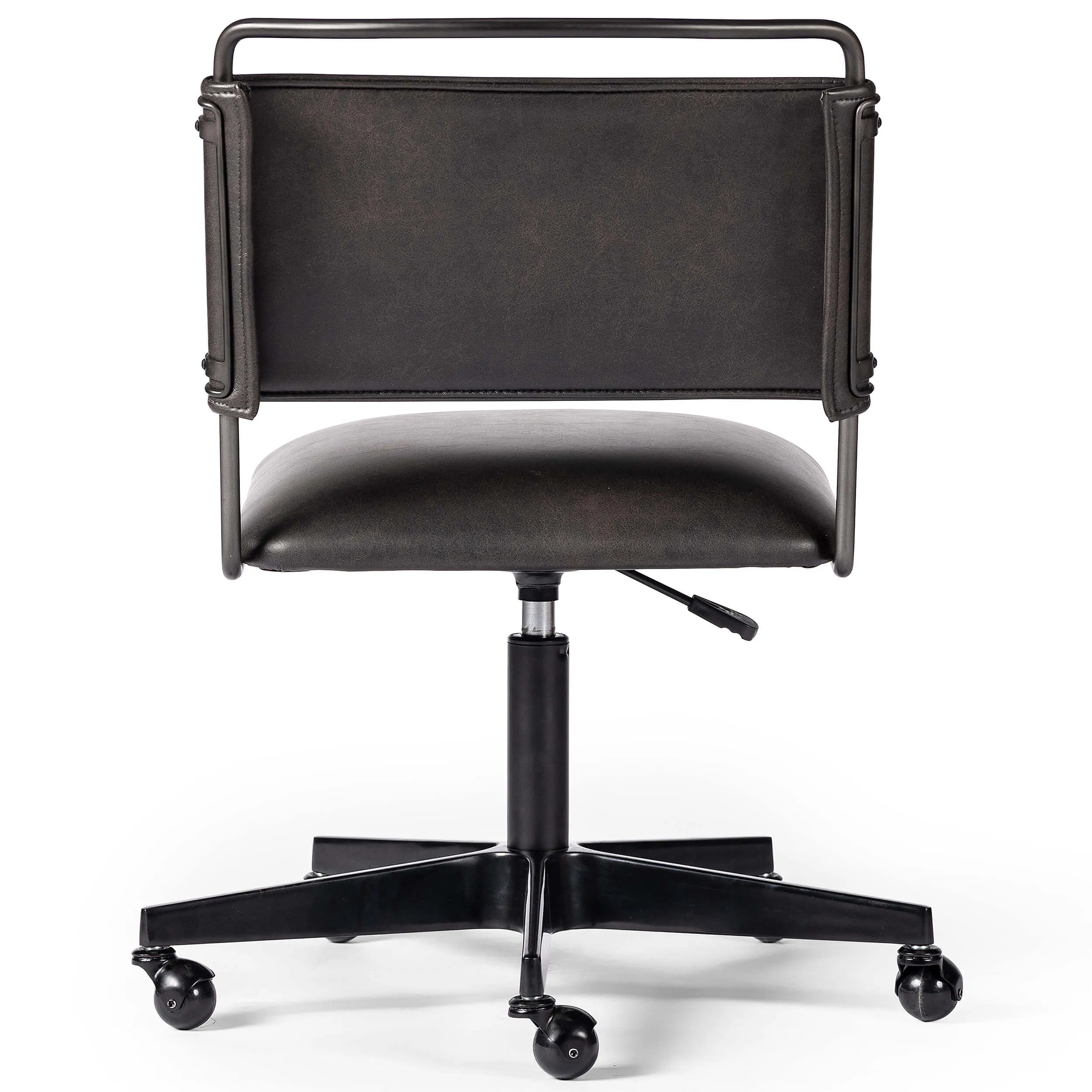 Wharton Leather Desk Chair, Distressed Black