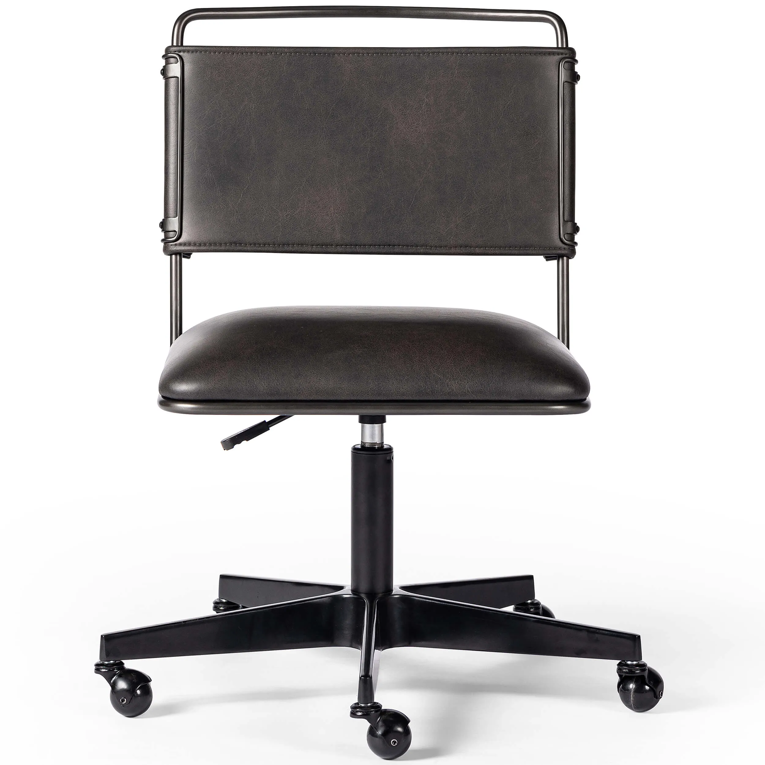 Wharton Leather Desk Chair, Distressed Black