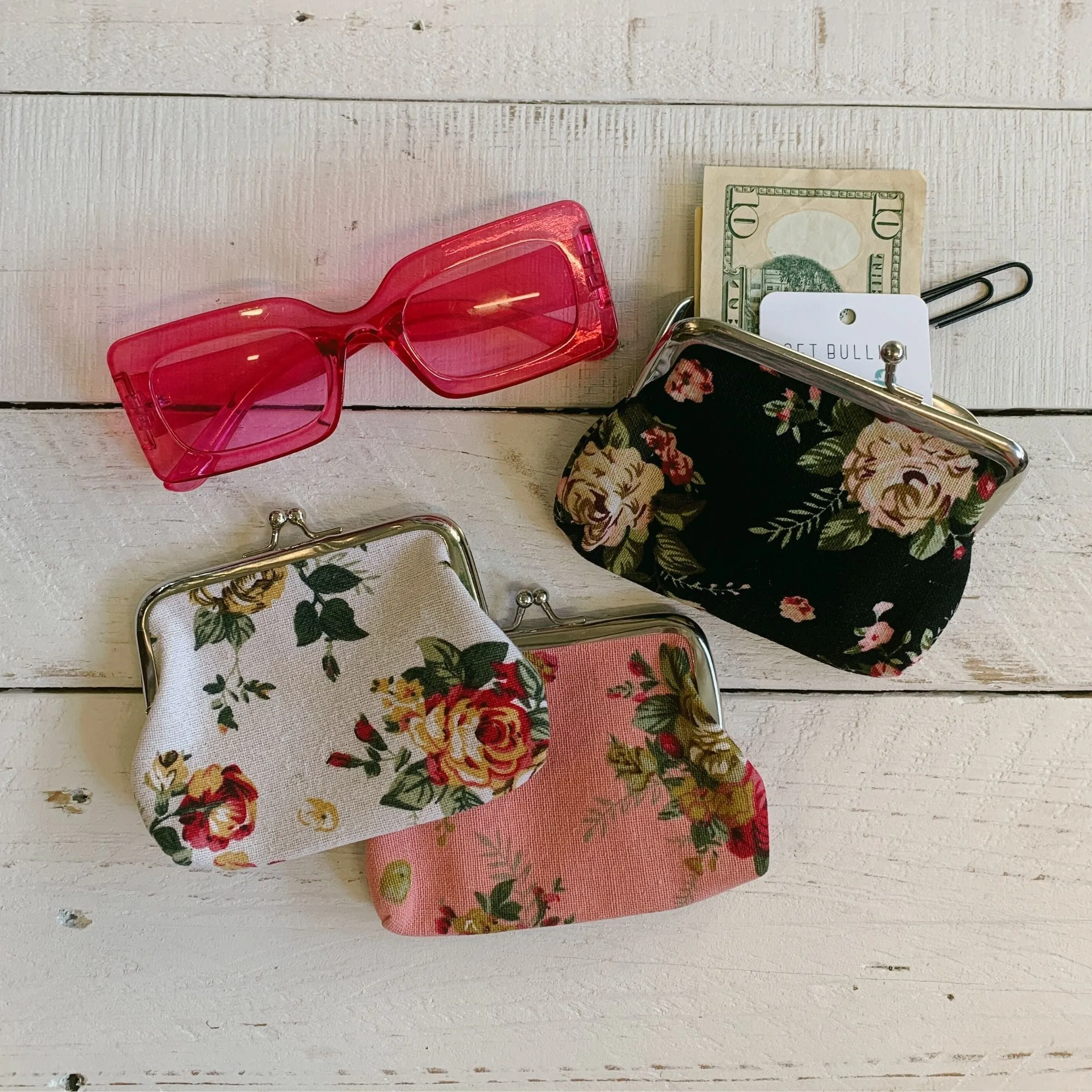 White Floral Coin Purse | Cute Small Trinkets Storage