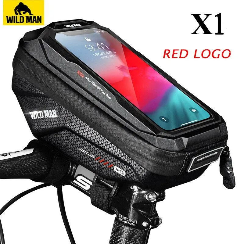 WILD MAN Cycling Handlebar Bag Bicycle Bag Rainproof Touch Screen Mtb Phone Bag 6.7 Inch Mobile Phone Case Bike Bag Accessories