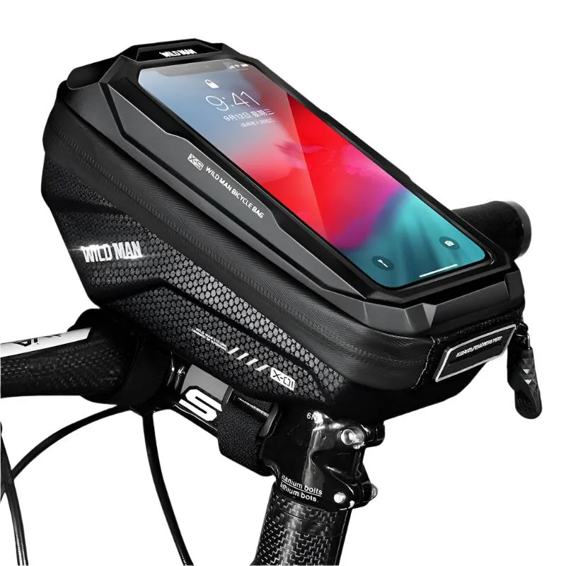 WILD MAN Cycling Handlebar Bag Bicycle Bag Rainproof Touch Screen Mtb Phone Bag 6.7 Inch Mobile Phone Case Bike Bag Accessories