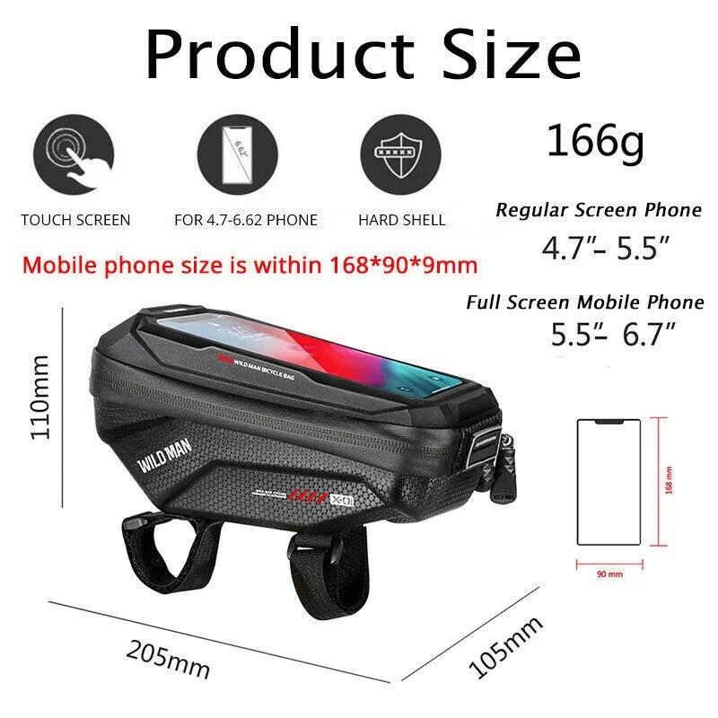 WILD MAN Cycling Handlebar Bag Bicycle Bag Rainproof Touch Screen Mtb Phone Bag 6.7 Inch Mobile Phone Case Bike Bag Accessories