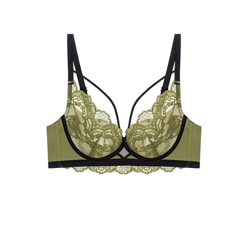 Women breathable honeycomb cup memory thin soft olive cup soft steel ring modal silk full cup bra women's underwear