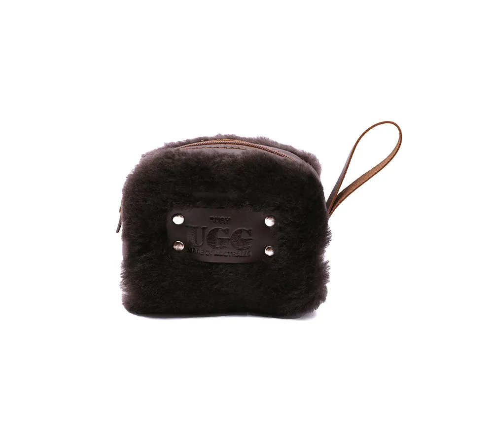 Women Sheepskin Wool Fluffy Small Zip Camera Pouch