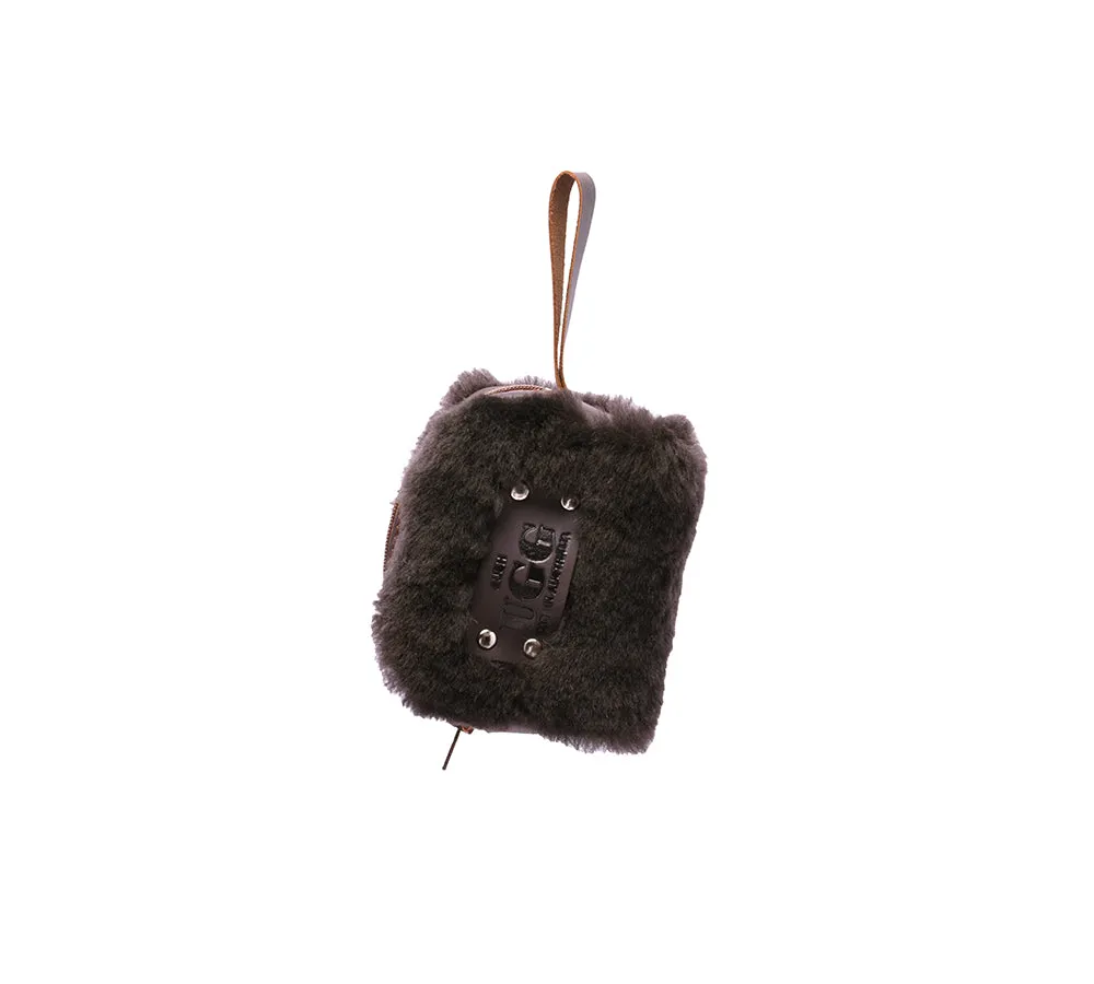 Women Sheepskin Wool Fluffy Small Zip Camera Pouch