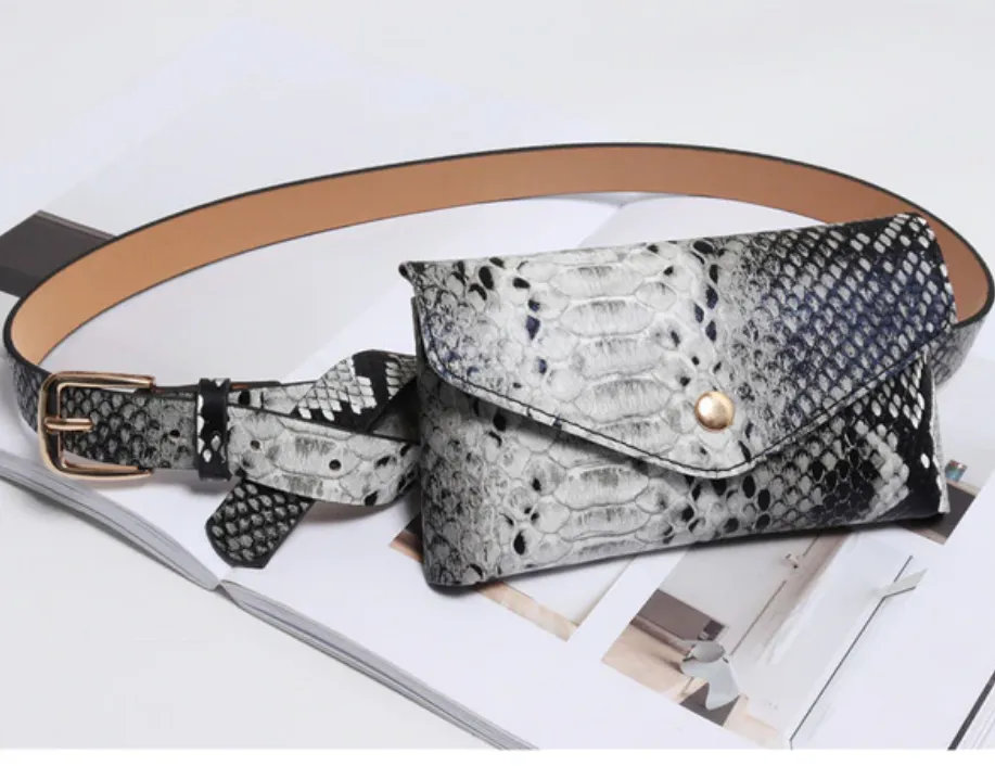 Women's Vintage Snake Skin Waist Bag | PU Leather Phone Pouch Bag