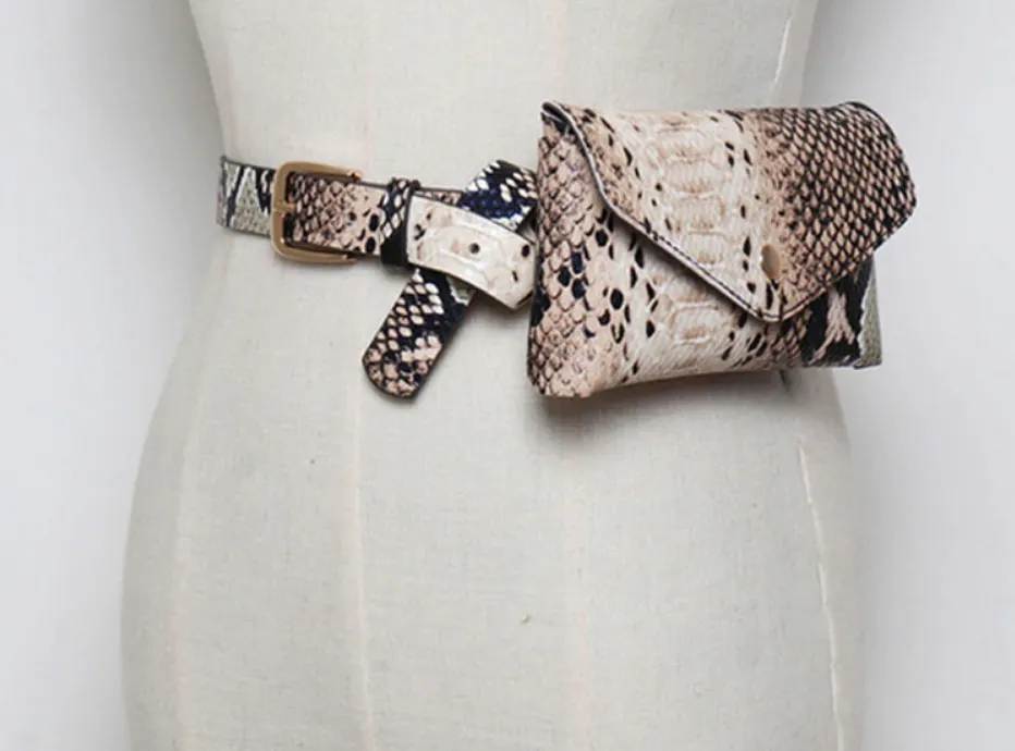 Women's Vintage Snake Skin Waist Bag | PU Leather Phone Pouch Bag