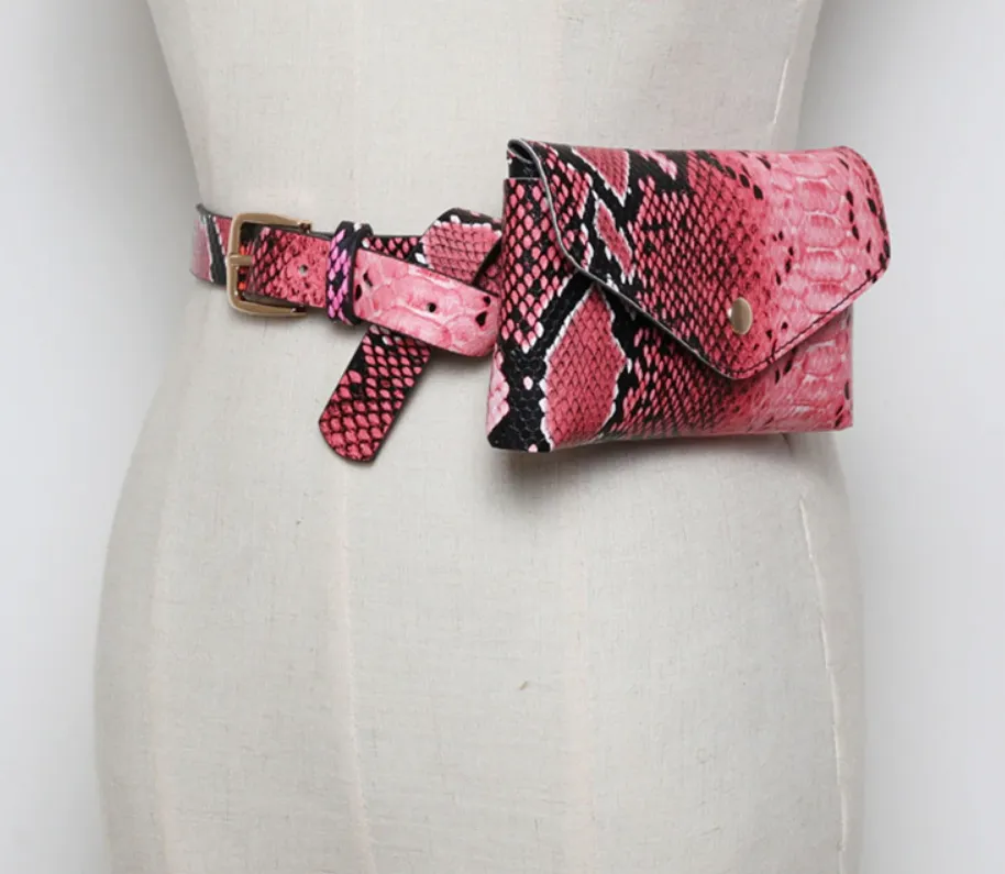 Women's Vintage Snake Skin Waist Bag | PU Leather Phone Pouch Bag