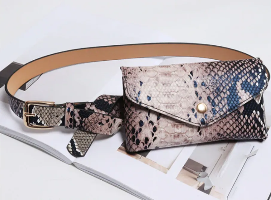 Women's Vintage Snake Skin Waist Bag | PU Leather Phone Pouch Bag