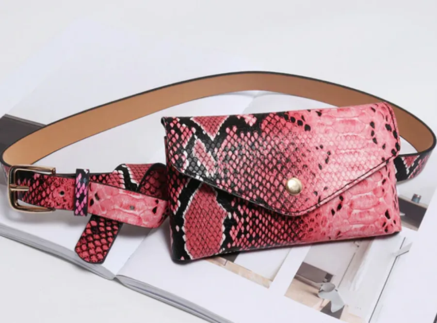 Women's Vintage Snake Skin Waist Bag | PU Leather Phone Pouch Bag