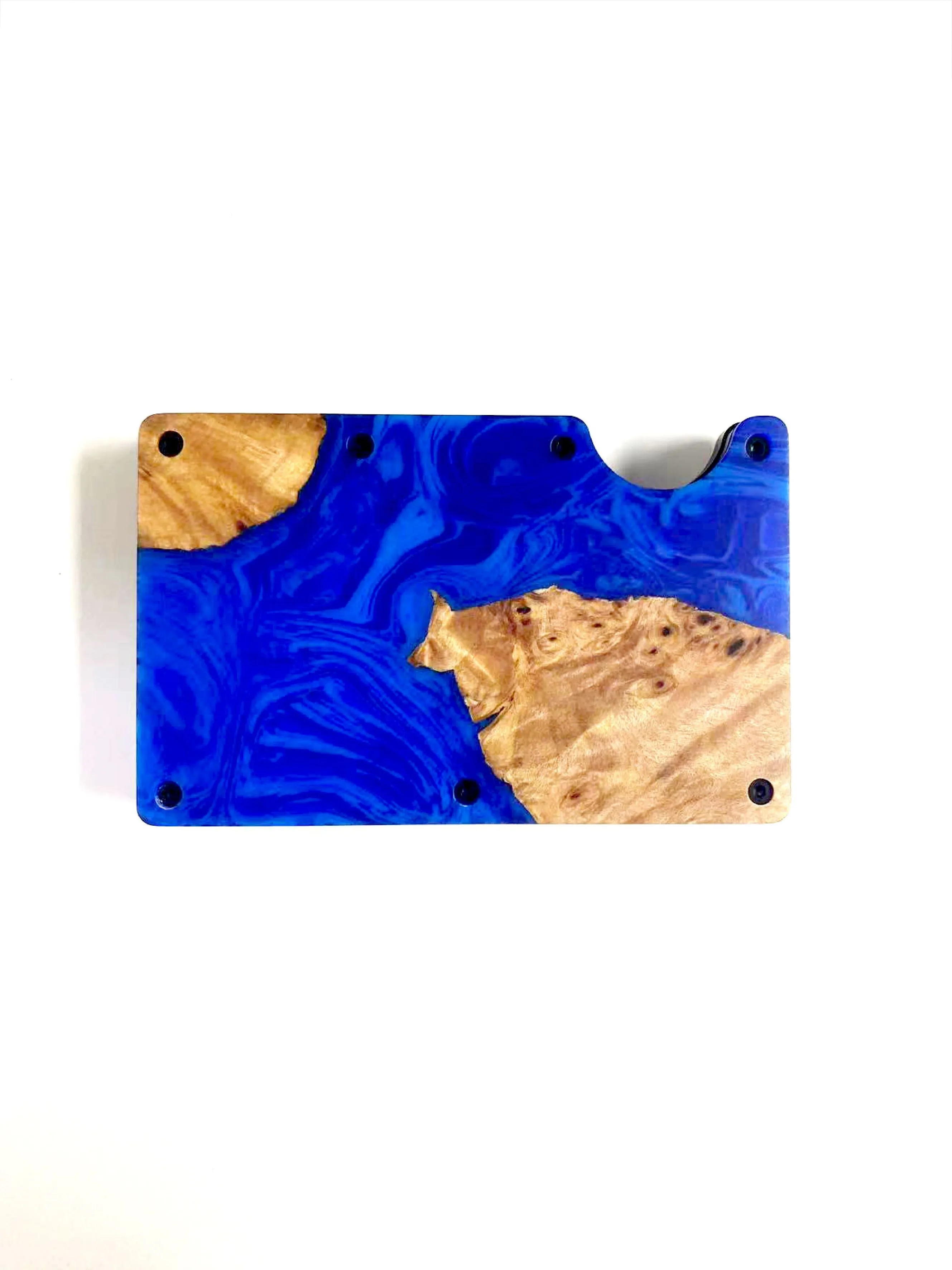 Wood and Resin Smart Wallet (Royal Blue   Light Blue)