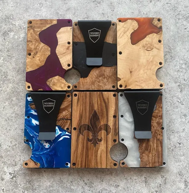 Wood and Resin Smart Wallet (Royal Blue   Light Blue)