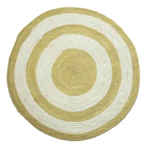 Woolen Rug | Coastal Comfort | Round | Yellow & White | 76 x 76 cm