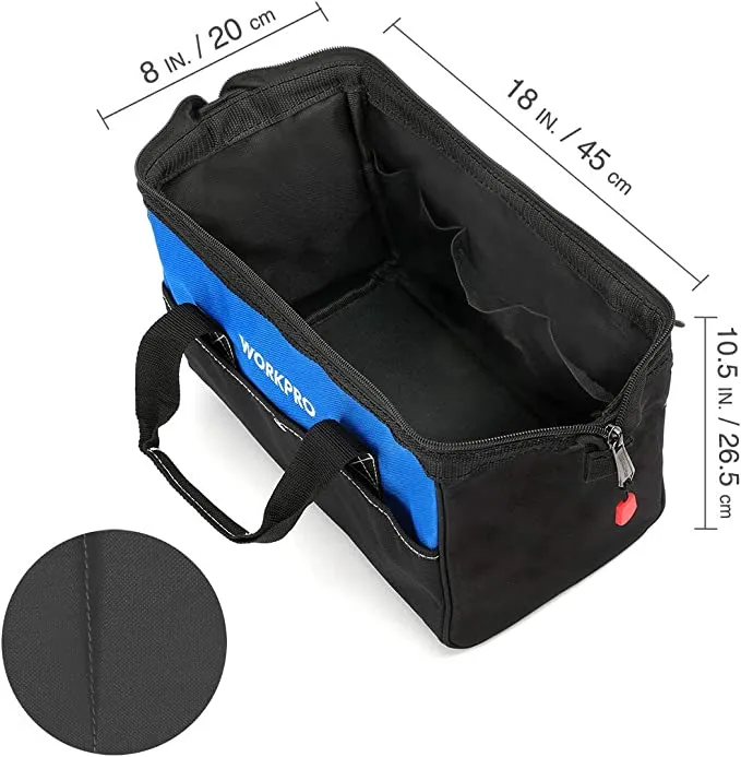 WORKPRO - #‎W081023A  18-inch Close Top Wide Mouth Storage Tool Bag with Adjustable Shoulder Strap