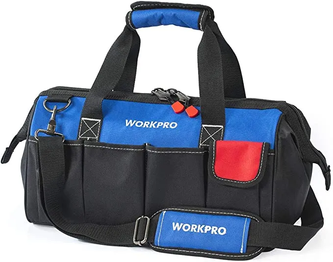 WORKPRO - #‎W081023A  18-inch Close Top Wide Mouth Storage Tool Bag with Adjustable Shoulder Strap