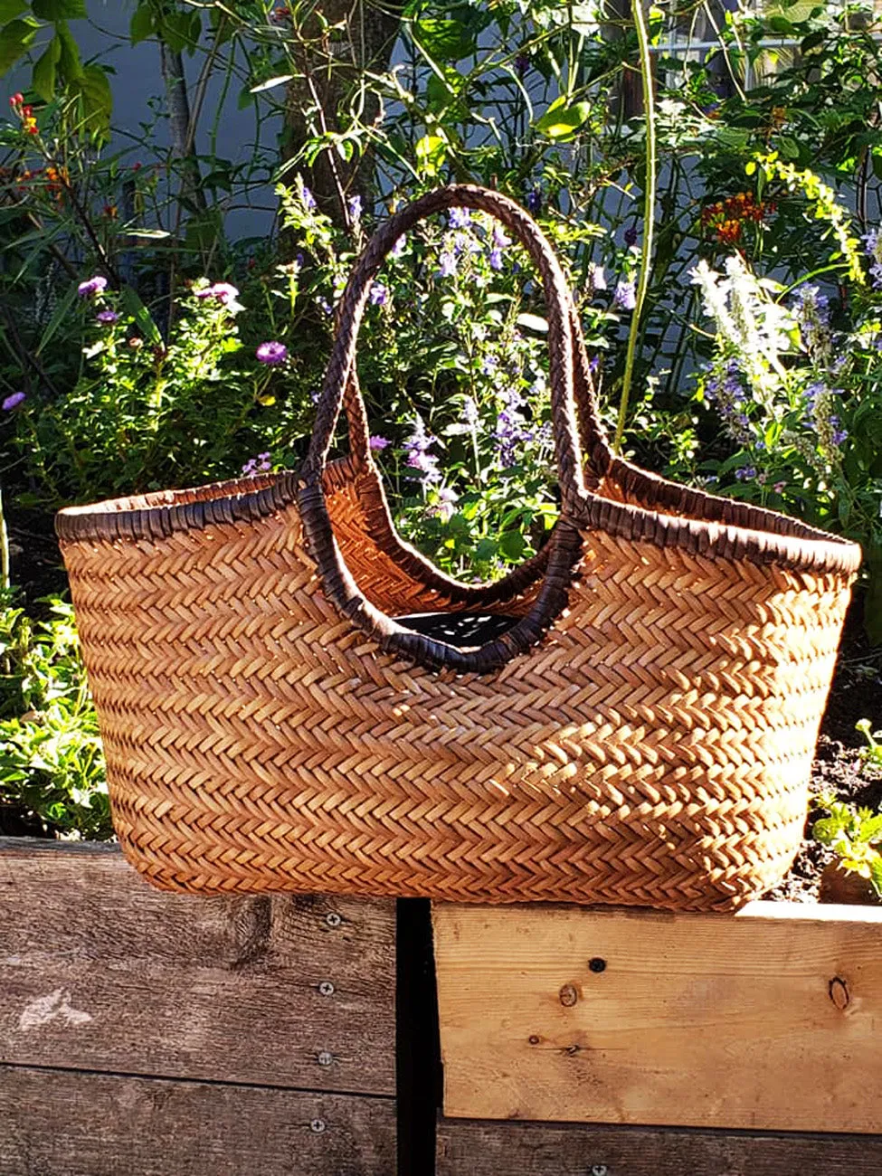 Woven Leather Nantucket Tote Bag