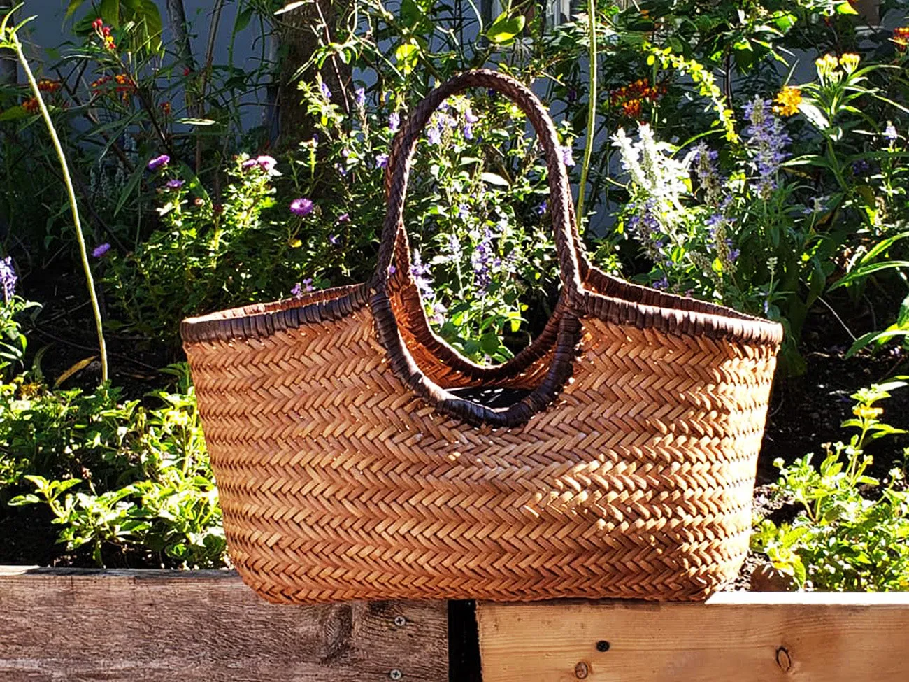 Woven Leather Nantucket Tote Bag