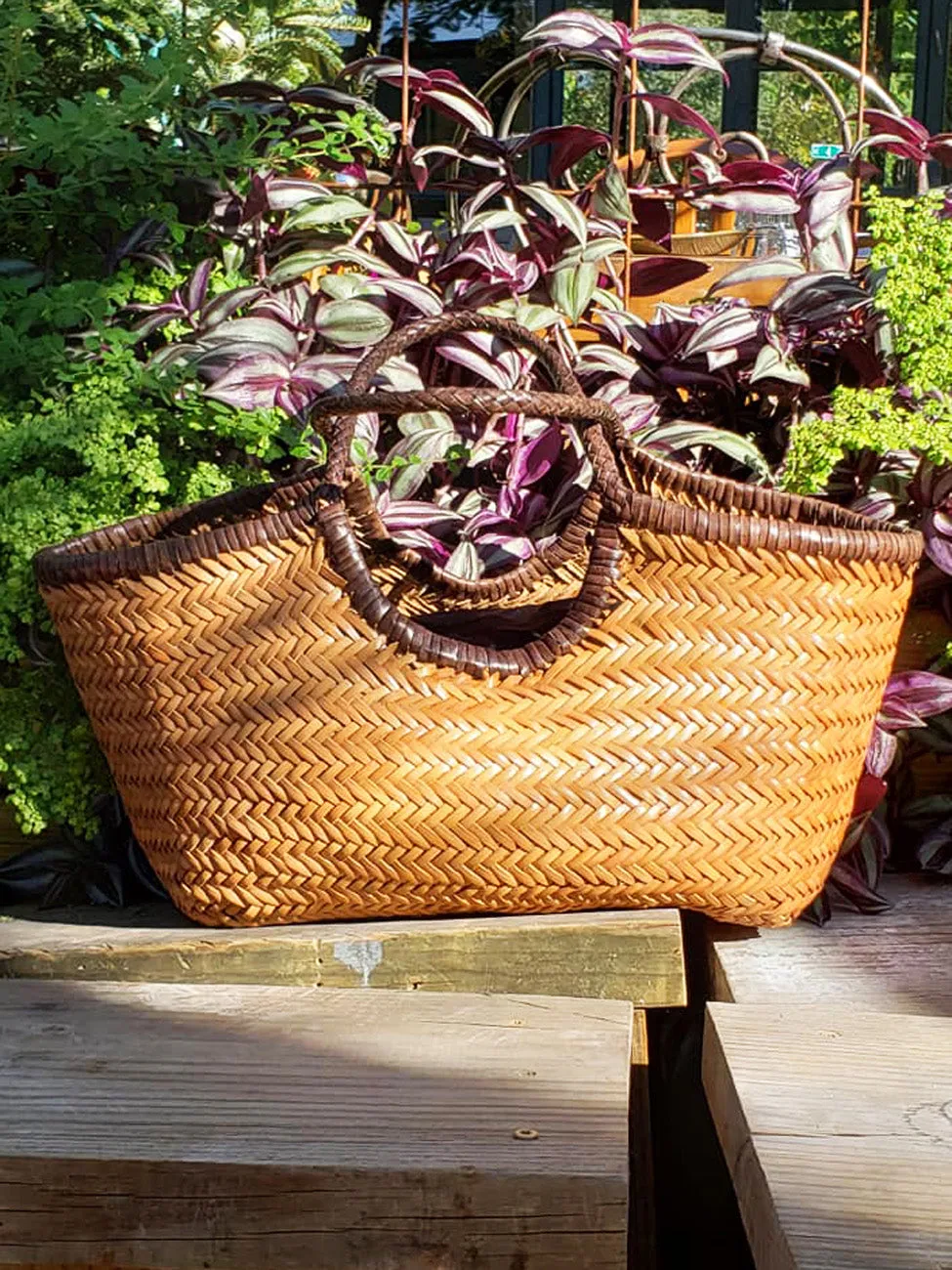 Woven Leather Nantucket Tote Bag