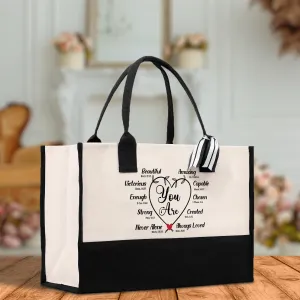 You Are Beautiful Bible Verses Religious Cotton Canvas Tote Religious Tote Bag for Women Bible Verse Canvas Tote Bag Religious Church Gifts