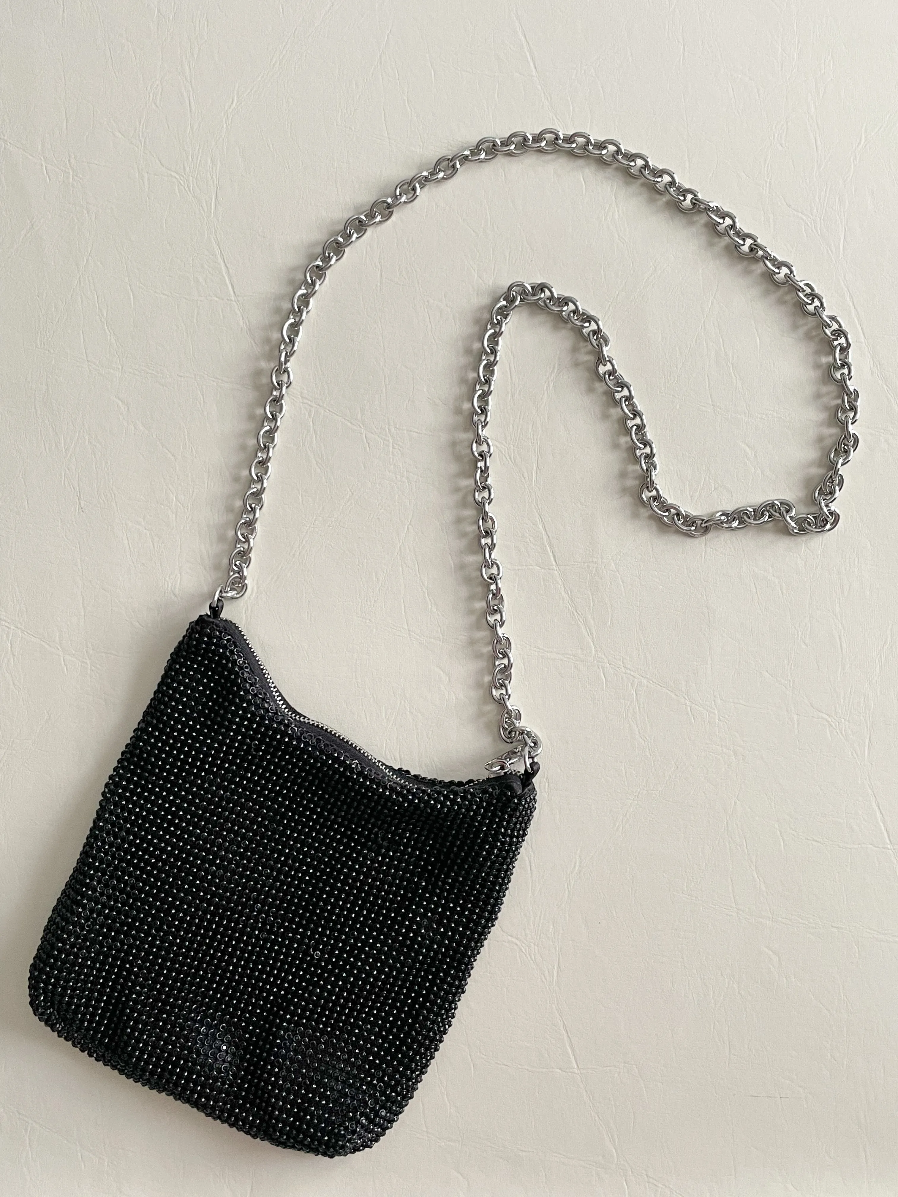 Zara Black Chainmail Chain Strap Purse